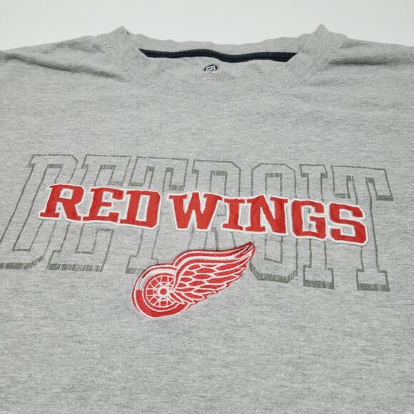 Vintage Detroit Red Wings T-Shirt Mens Gray NHL Hockey Embroidered Logo Adult XL - Picture 2 of 8
